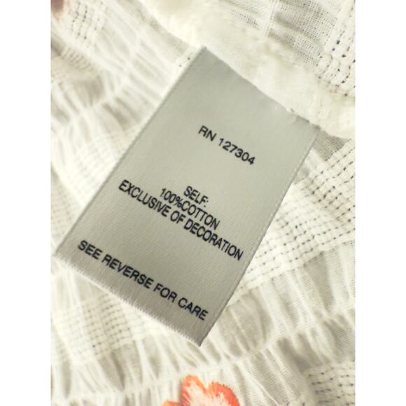 John Mark Embroidered Floral Boho Crinkle Strapless Ruffle Top White Size Large - Picture 6 of 10